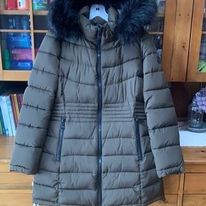 Military Green puffer winter coat.